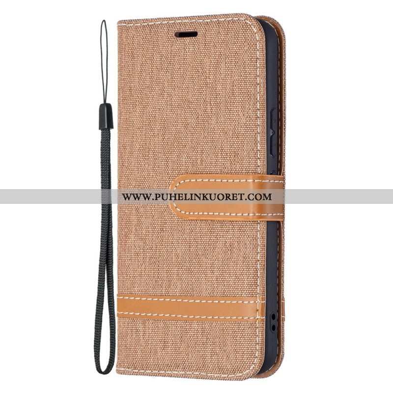 Kotelot Samsung Galaxy S22 5G Suojaketju Kuori Kangas- Ja Nahkaefektihihna