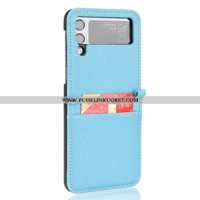 Case Samsung Galaxy Z Flip 3 5G Kotelot Flip Tyylikäs Litsi-nahkainen Korttikotelo