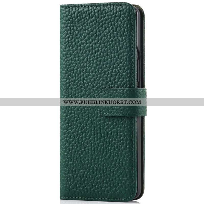 Kotelot Samsung Galaxy Z Fold 3 5G Aito Litchi Nahkainen Kynäteline