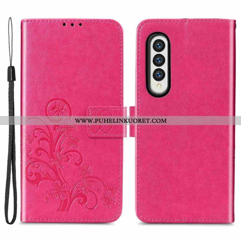 Kotelot Samsung Galaxy Z Fold 4 Clovers-kuvio Hihnalla