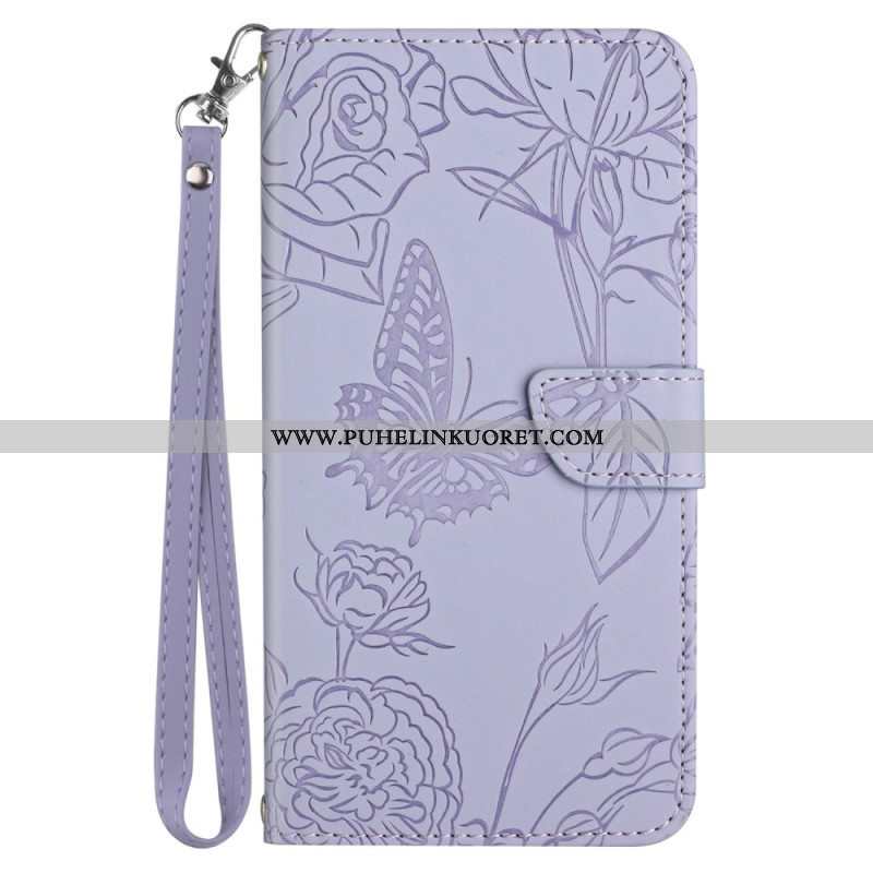 Flip Case Sony Xperia 5 IV Perhosia Kaulanauhalla
