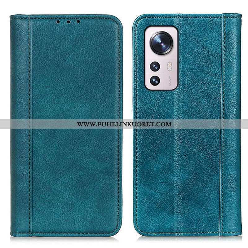 Puhelinkuoret Xiaomi 12 Pro Kotelot Flip Värillinen Versio Haljasnahka