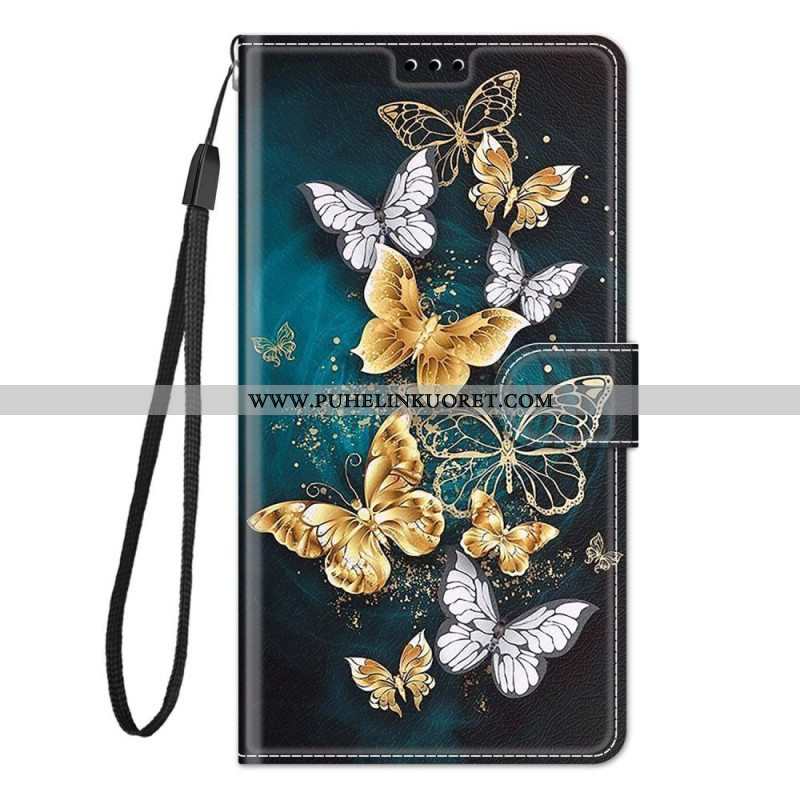 Kotelot Xiaomi Redmi Note 10 Pro Suojaketju Kuori Strap Butterflies Fan