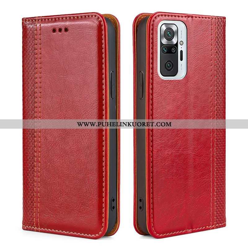 Puhelinkuoret Xiaomi Redmi Note 10 Pro Kotelot Flip Litsi Haljasnahan Ompeleet