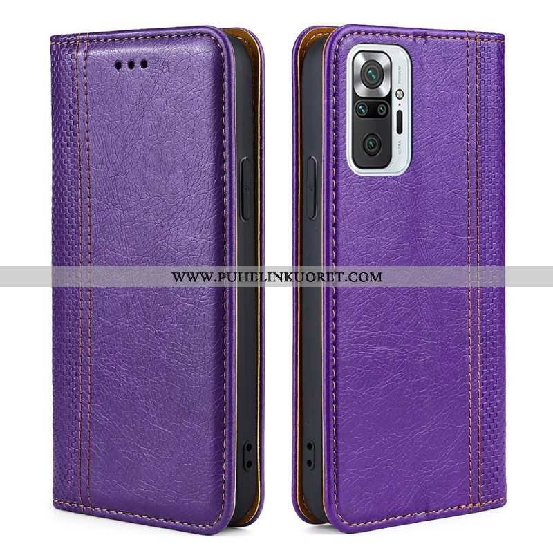 Puhelinkuoret Xiaomi Redmi Note 10 Pro Kotelot Flip Litsi Haljasnahan Ompeleet
