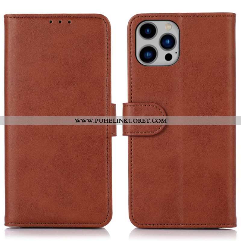 Flip Case iPhone 14 Plus Retro Mattanahkaefekti