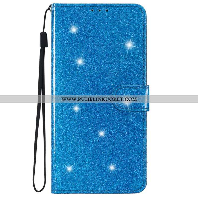 Kotelot iPhone 15 Plus Suojaketju Kuori Glitter-efekti Hihnalla