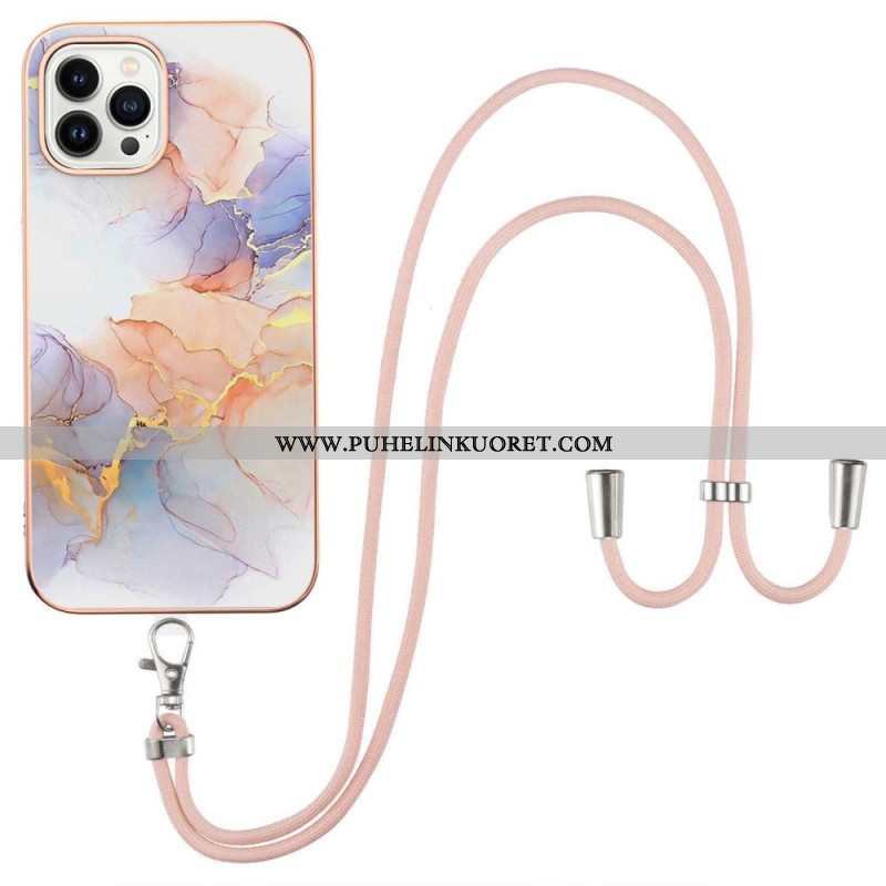 Kuori iPhone 15 Pro Max Kiristysnyörillä Marmorijohdolla